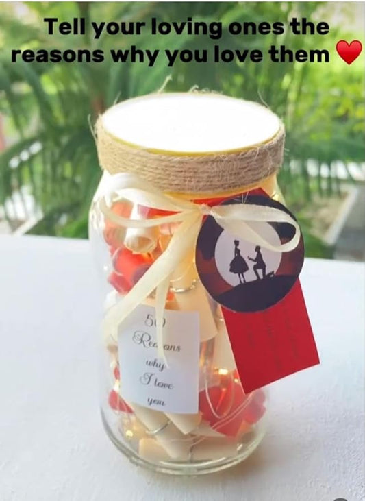 Reasons Why I Love You Message Jar With light (Brown)