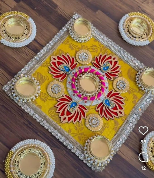Handcrafted Lotus Rangoli Mat D02