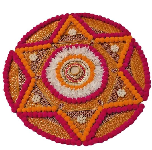 Handcrafted Gota Pati Work Decorative Rangoli Mat