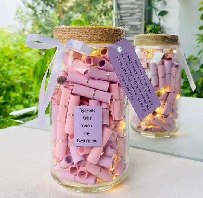 Reasons Why I Love You Message Jar With light (Pink Love)