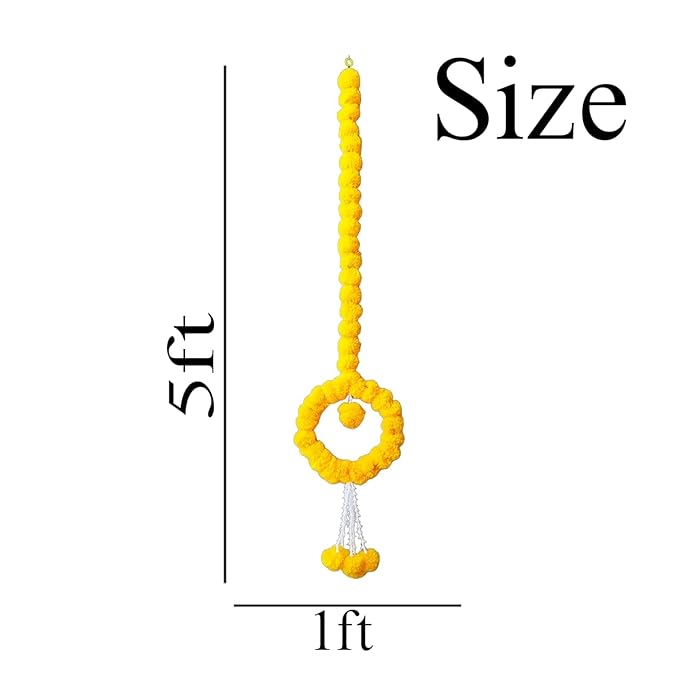 Handcrafted Beautiful Marigold Garland Wall Hanging (Pack of 5 Set)