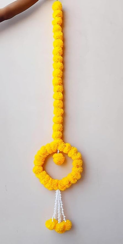 Handcrafted Beautiful Marigold Garland Wall Hanging (Pack of 5 Set)