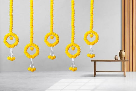 Handcrafted Beautiful Marigold Garland Wall Hanging (Pack of 5 Set)
