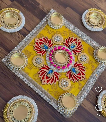 Handcrafted Lotus Rangoli Mat D02