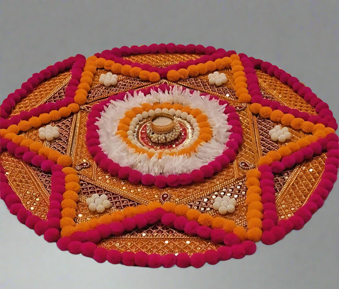 Handcrafted Gota Pati Work Decorative Rangoli Mat