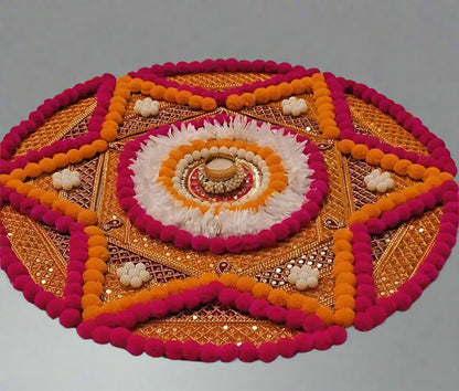 Handcrafted Gota Pati Work Decorative Rangoli Mat