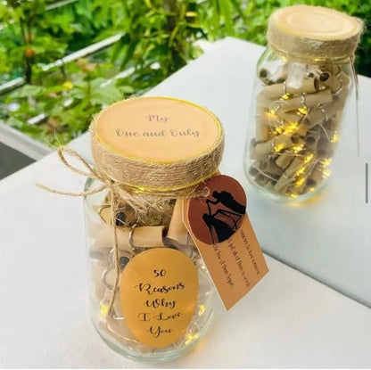 Reasons Why I Love You Message Jar With light (Brown)