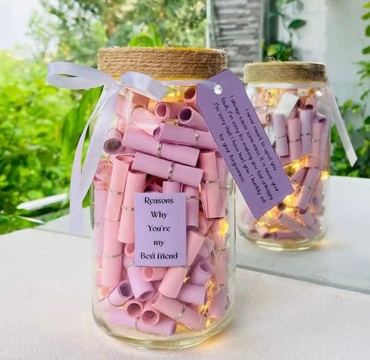 Reasons Why I Love You Message Jar With light (Pink Love)